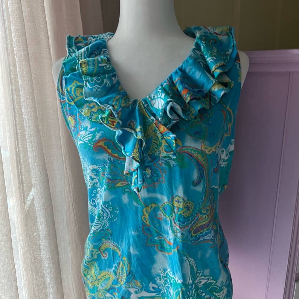 Lauren Ralph Lauren Turquoise Paisley Top - Picture 3 of 3